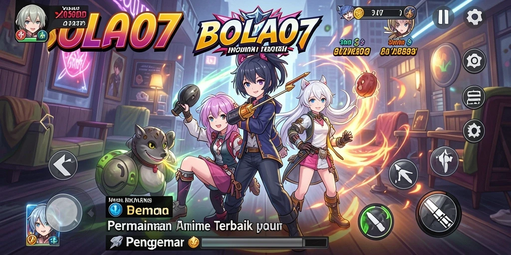 Screenshot BOLA07 memperlihatkan karakter anime dalam aksi seru.