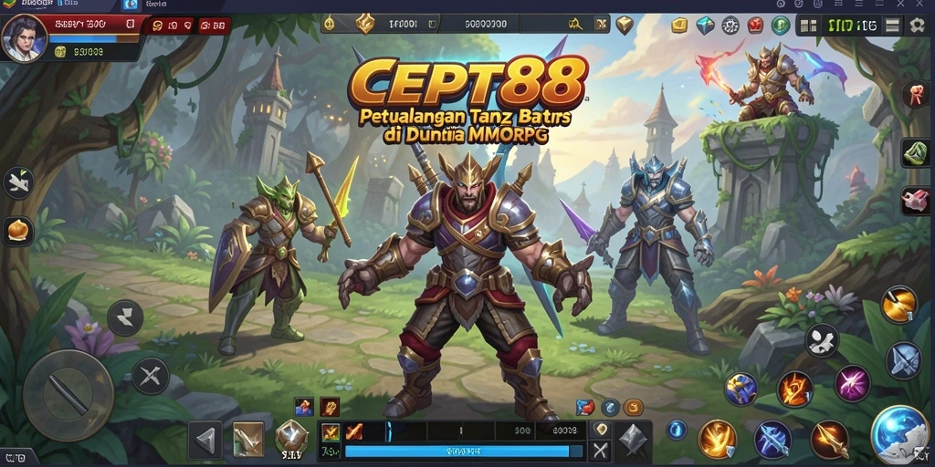 Tampilan gameplay seru dan interaksi sosial di dunia MMORPG.