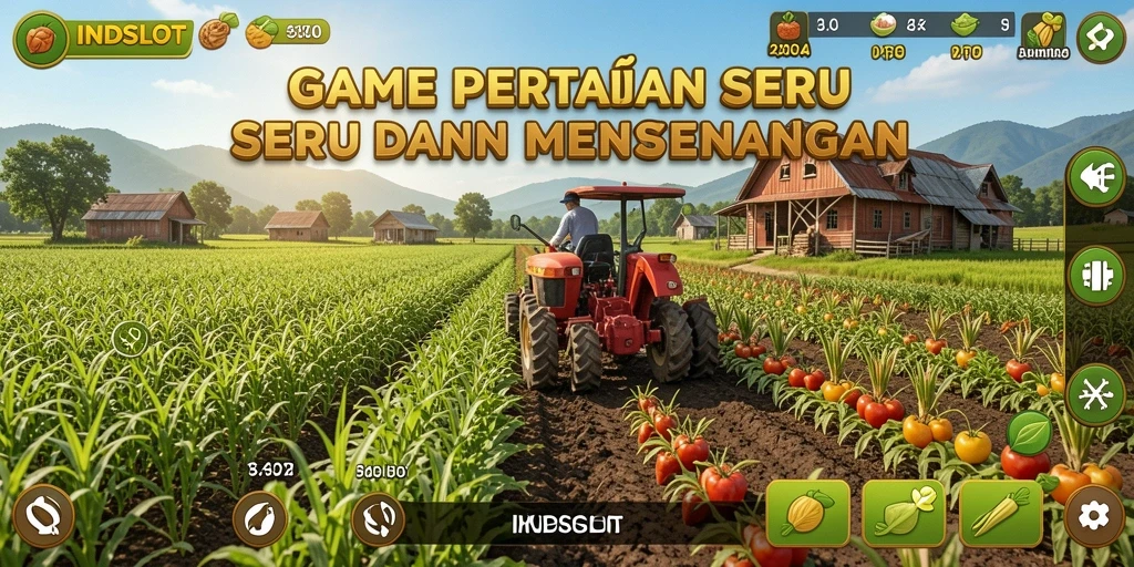 Tampilan gameplay INDSLOT yang memukau dengan aktivitas bertani.
