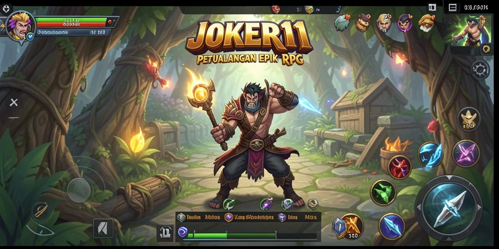 Screenshot gameplay JOKER11 yang menampilkan pertarungan epik dan strategi RPG.