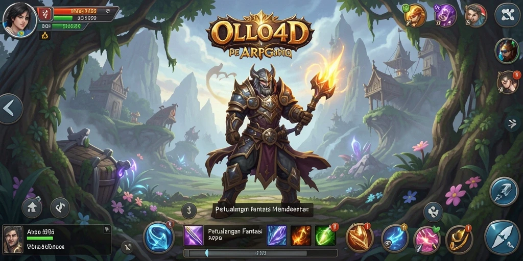 Screenshot utama OLLO4D menampilkan pertarungan mendebarkan dalam dunia fantasi.