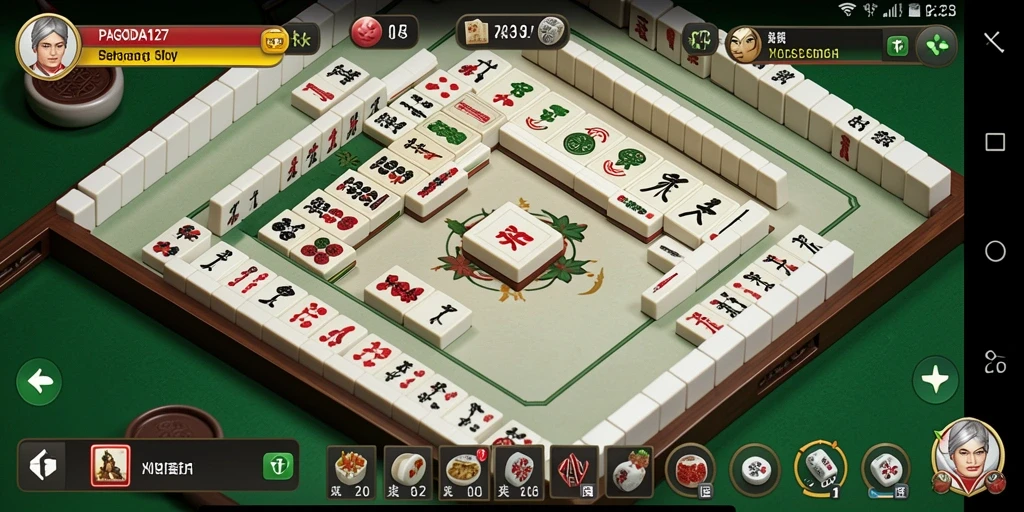 Tampilan gameplay menarik dari PAGODA127 dengan desain Mahjong yang memukau