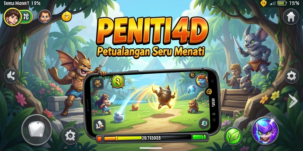 Tangkapan layar utama PENITI4D menampilkan gameplay penuh aksi dan eksplorasi.