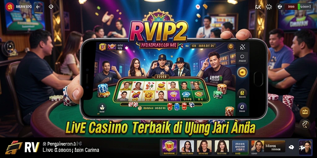 Tangkapan layar menampilkan dealer langsung dan permainan kasino yang mendebarkan.