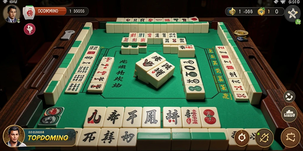 Tampilan gameplay mengasyikkan dalam TOPDOMINO yang penuh warna.